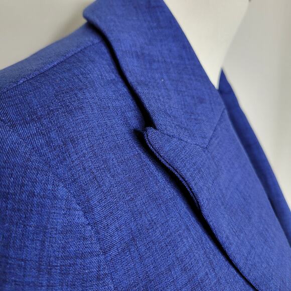 T Tahari Peak-Lapel Open-Front Blazer Jacket Symphony Blue Melange NWT Size 2 - Picture 6 of 12